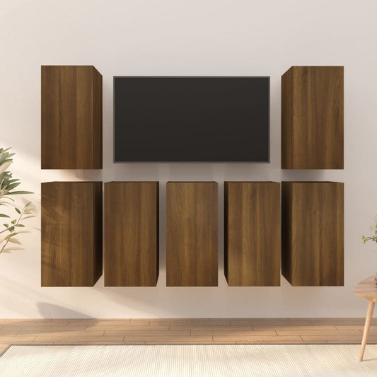 TV Cabinets 7 pcs Brown Oak 30.5x30x60 cm Engineered Wood