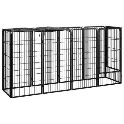 10-Panel Dog Playpen Black 50x100 cm Powder-coated Steel