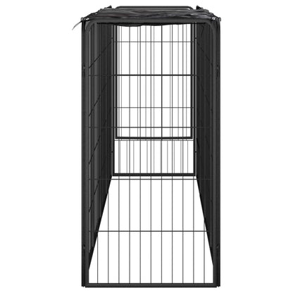 10-Panel Dog Playpen Black 50x100 cm Powder-coated Steel