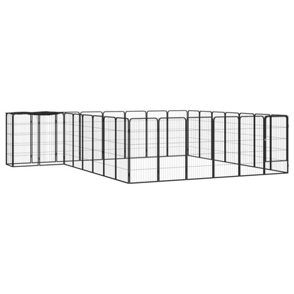 30-Panel Dog Playpen Black 50x100 cm Powder-coated Steel