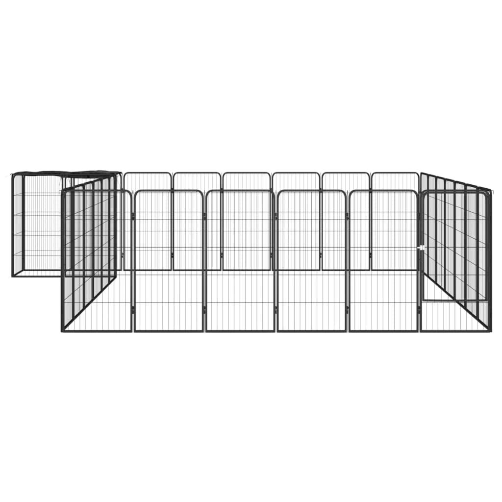 30-Panel Dog Playpen Black 50x100 cm Powder-coated Steel