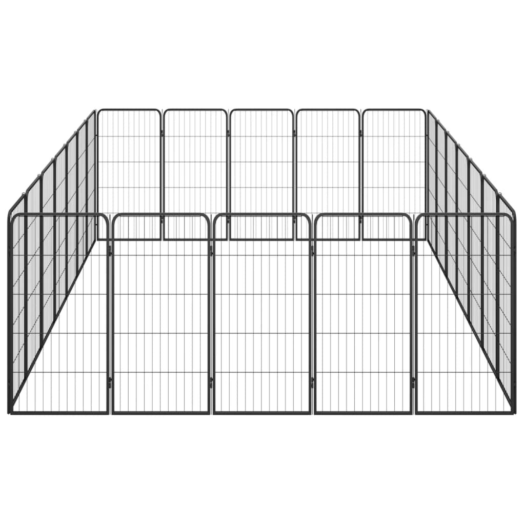 24-Panel Dog Playpen Black 50x100 cm Powder-coated Steel