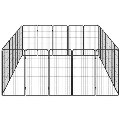 24-Panel Dog Playpen Black 50x100 cm Powder-coated Steel