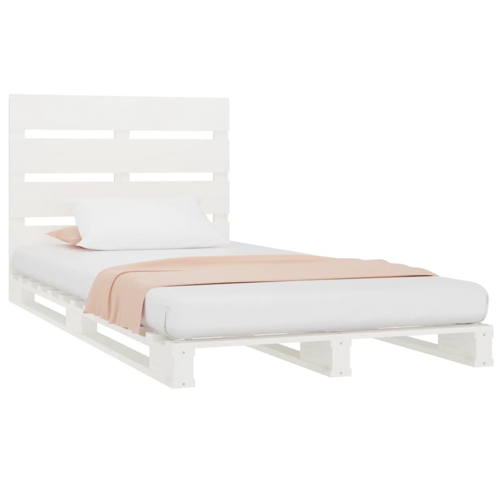 Bed Frame without Mattress White 100x200 cm Solid Wood Pine