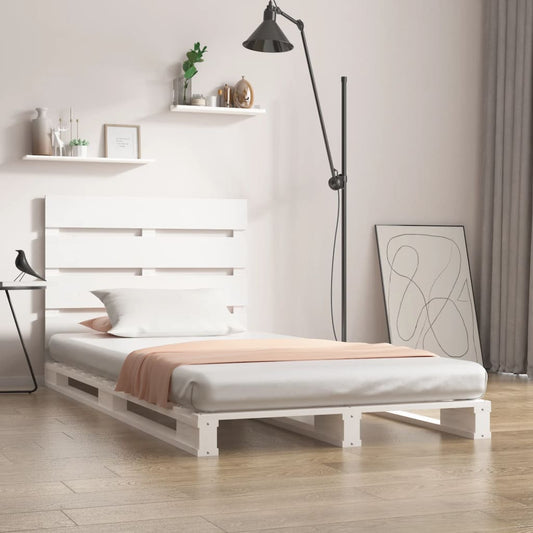 Bed Frame without Mattress White 100x200 cm Solid Wood Pine