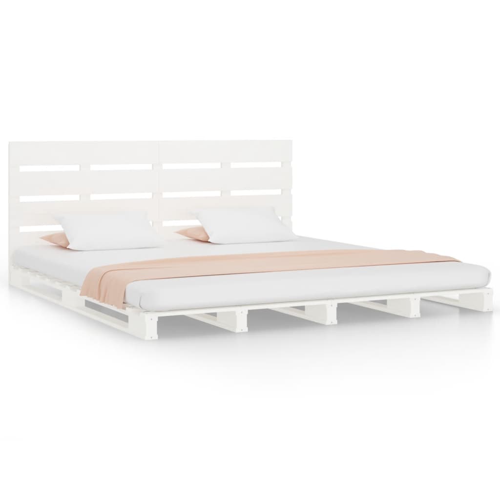 Bed Frame without Mattress White 150x200 cm King Size Solid Wood Pine