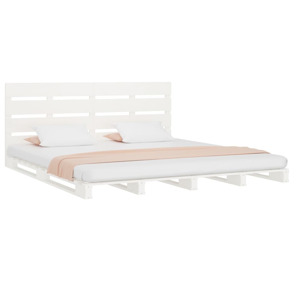 Bed Frame without Mattress White 150x200 cm King Size Solid Wood Pine