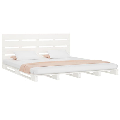 Bed Frame without Mattress White 150x200 cm King Size Solid Wood Pine