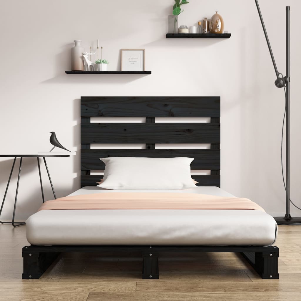 Bed Frame Black 75x190 cm Small Single Solid Wood Pine