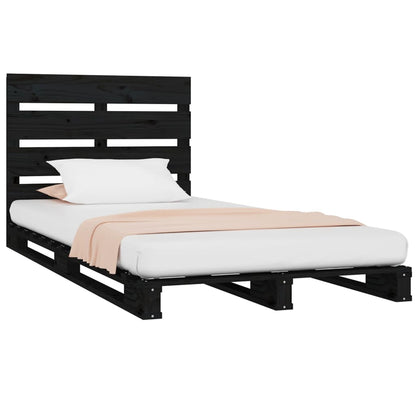 Bed Frame Black 75x190 cm Small Single Solid Wood Pine