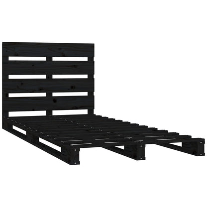 Bed Frame Black 75x190 cm Small Single Solid Wood Pine