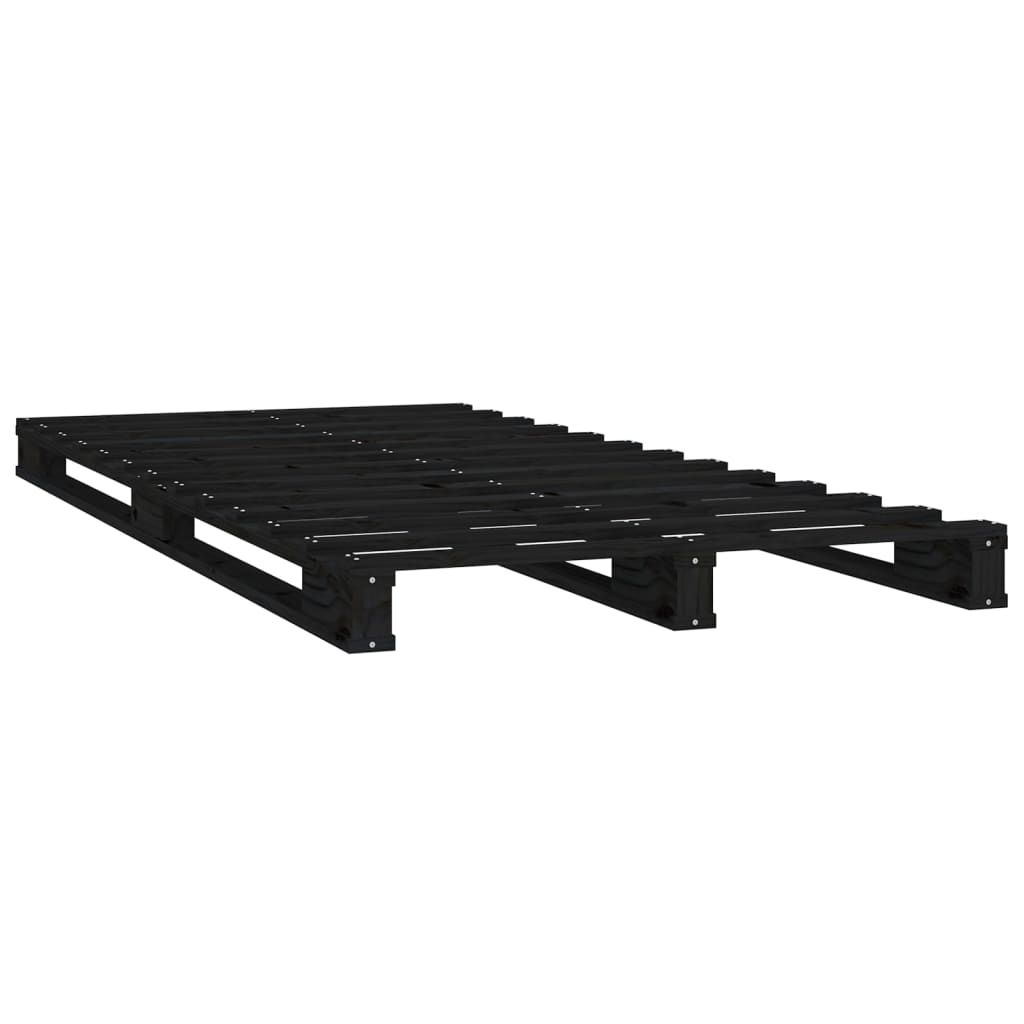 Bed Frame Black 75x190 cm Small Single Solid Wood Pine