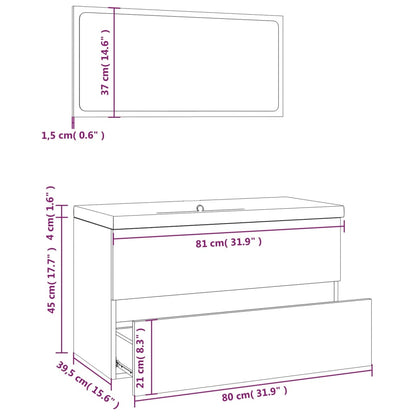 Bathroom Furniture Set Grey Sonoma Engineered Wood