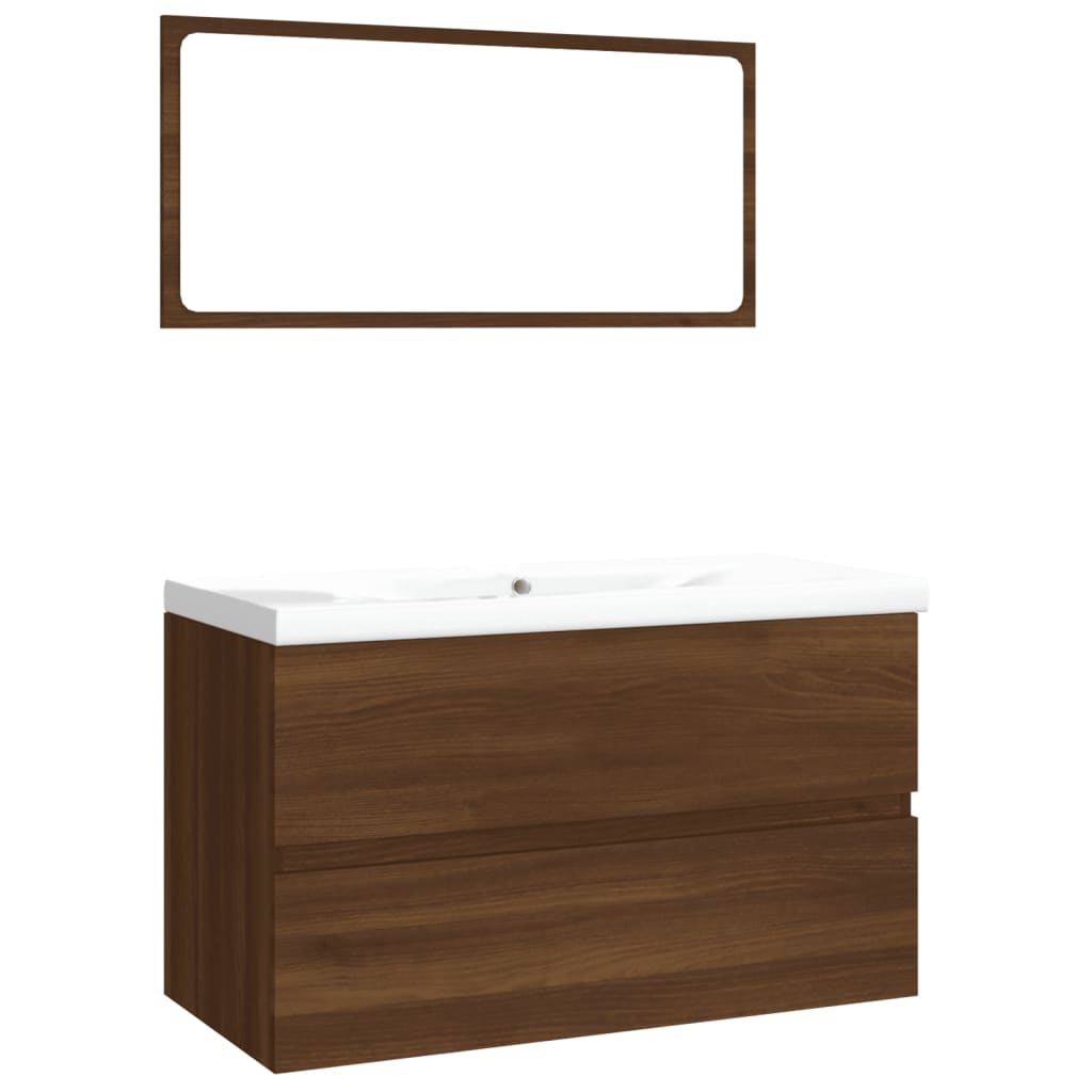 Bathroom Furniture Set Brown Oak Engineered Wood