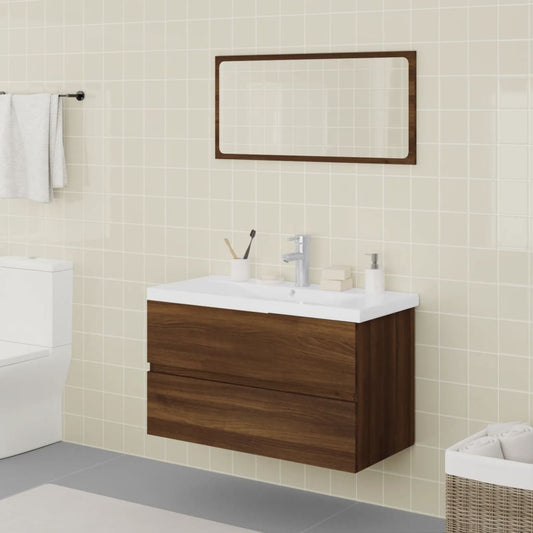 Bathroom Furniture Set Brown Oak Engineered Wood