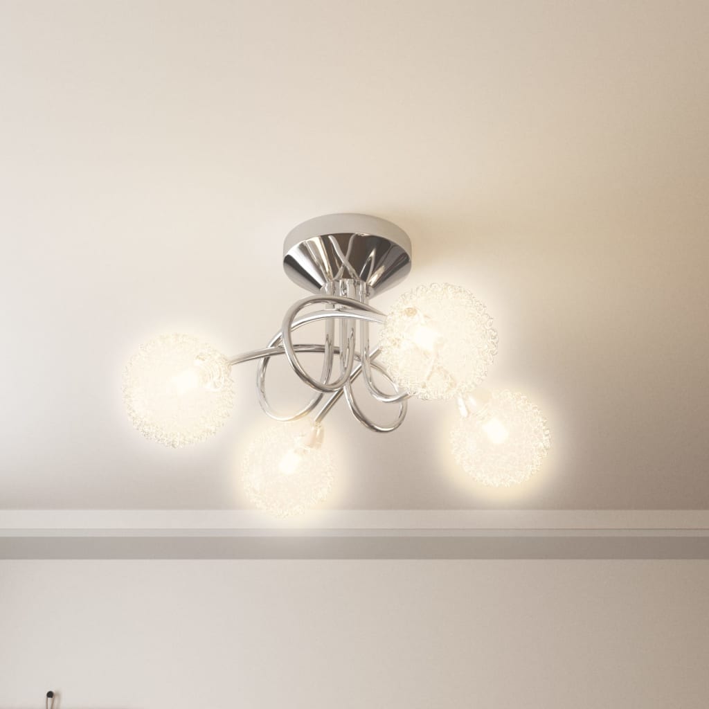 Ceiling Lamp with Mesh Wire Shades for 4 G9 LED Lights