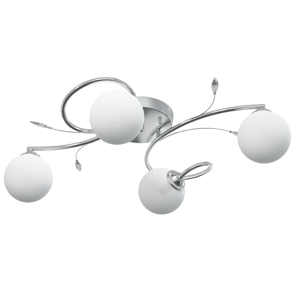 Ceiling Lamp with Round Glass Shades for 4 G9 LED Lights