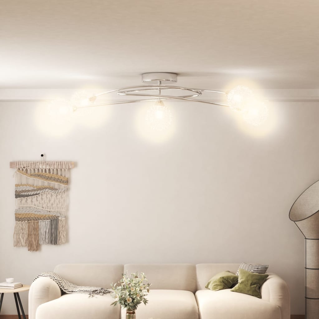 Ceiling Lamp with Mesh Wire Shades for 5 G9 LED Lights