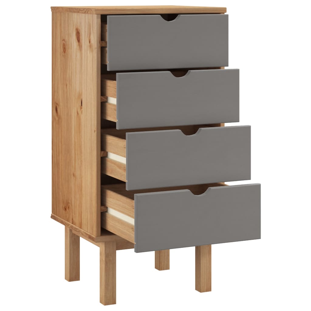 Drawer Cabinet OTTA Brown&Grey 45x39x90cm Solid Wood Pine