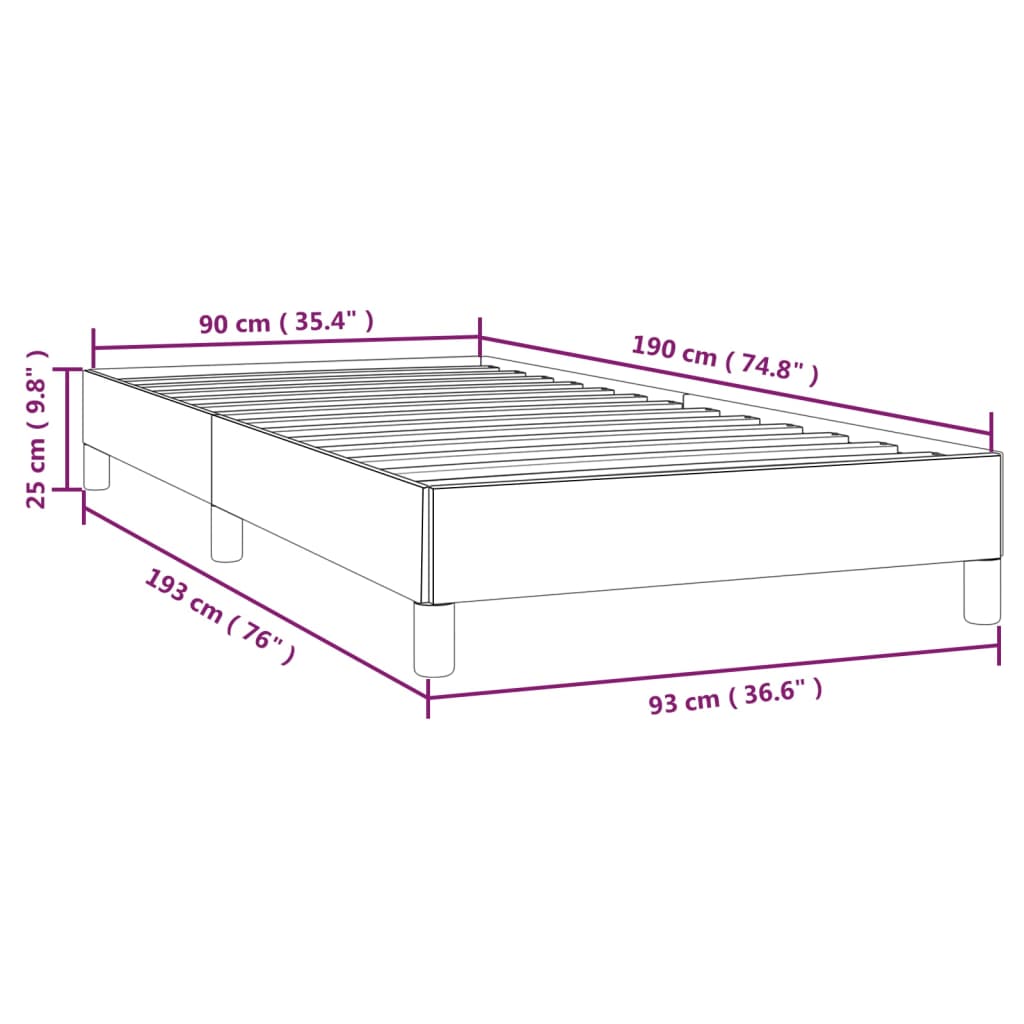 Bed Frame Black 90x190 cm Single Fabric