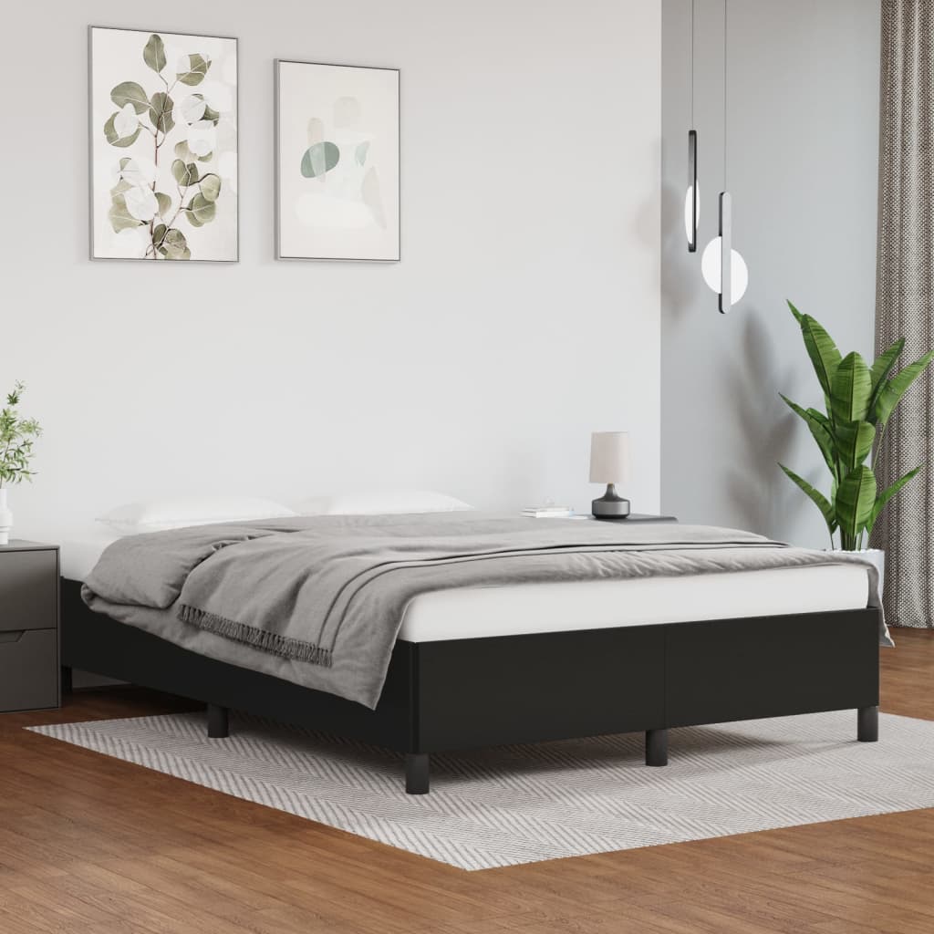 Bed Frame Black Double Faux Leather