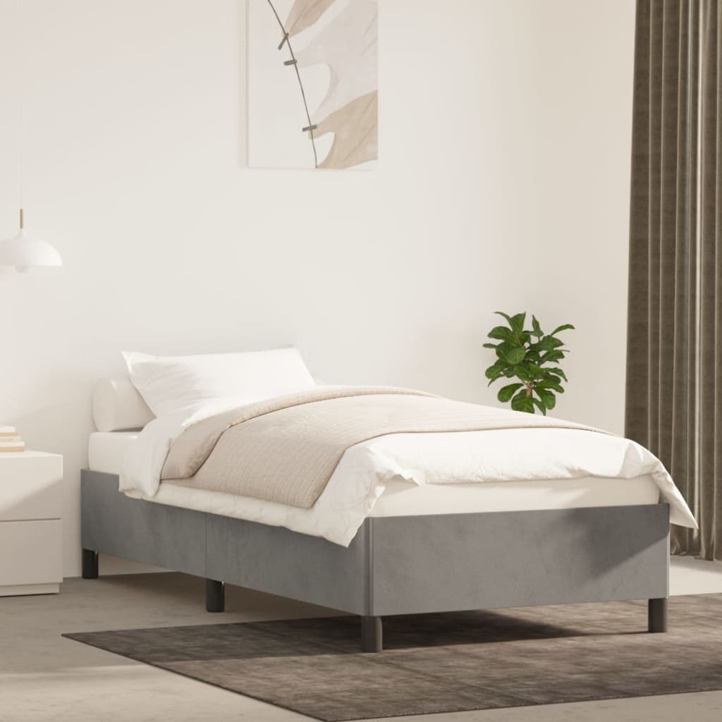 Bed Frame without Mattress Light Grey 90x190 cm Single Single Velvet