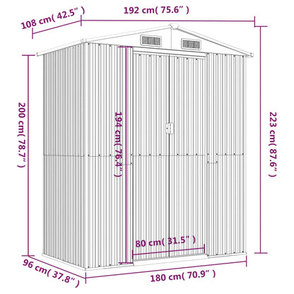 Garden Shed Light Brown 192x108x223 cm Galvanised Steel