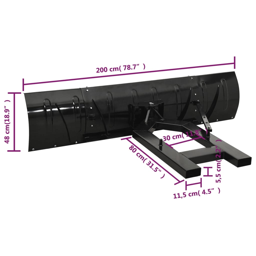 Snow Plough for Forklift 200x48 cm Black