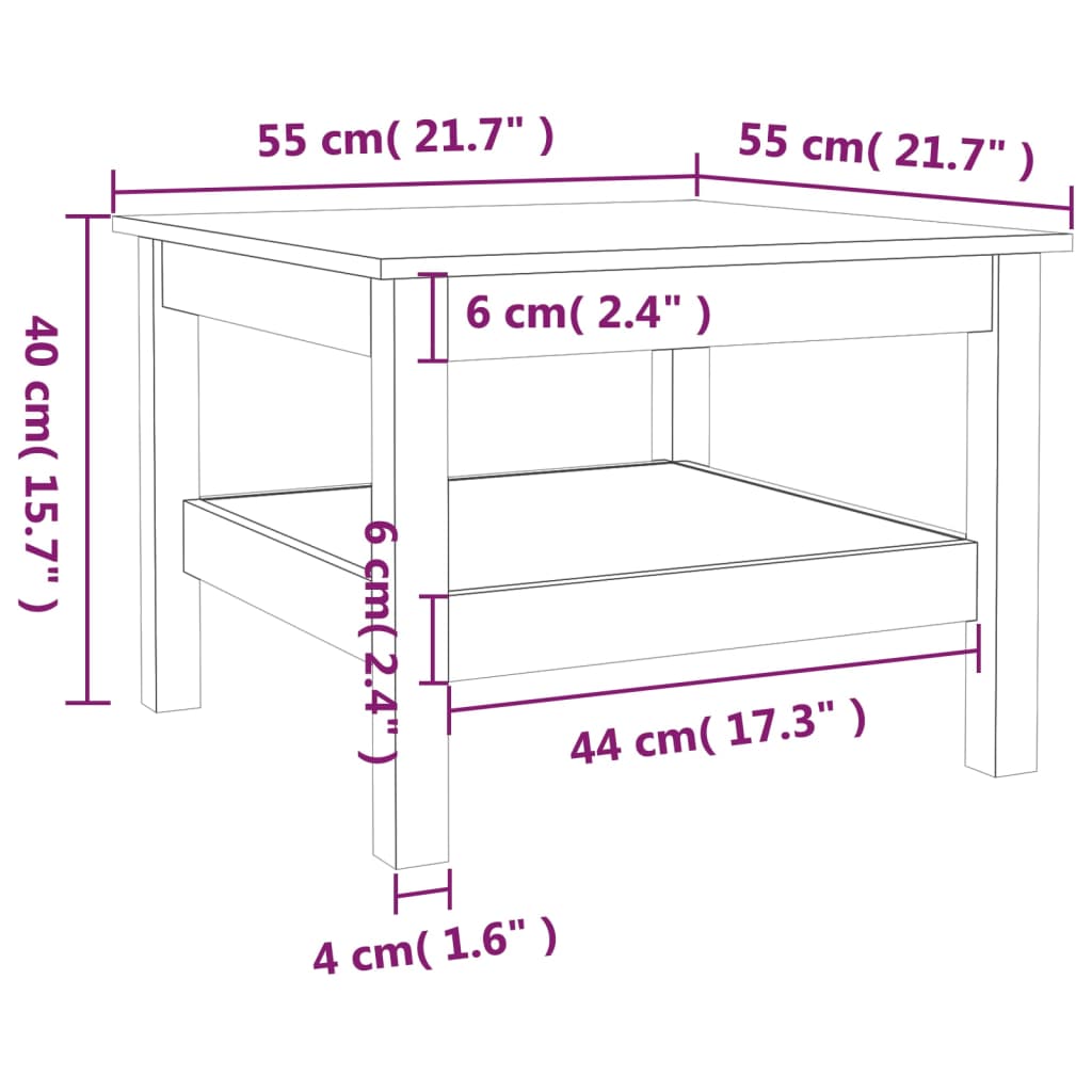 Coffee Table 55x55x40 cm Solid Wood Pine