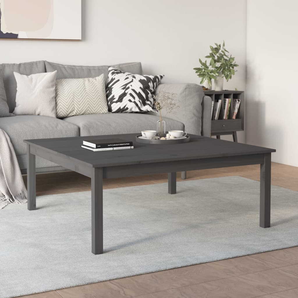 Coffee Table Grey 100x100x40 cm Solid Wood Pine