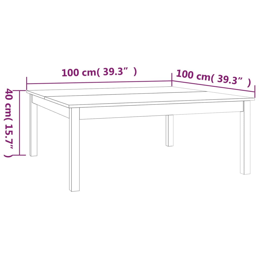 Coffee Table Grey 100x100x40 cm Solid Wood Pine