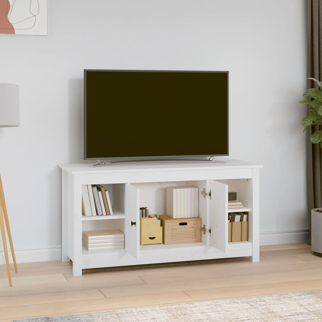 TV Cabinet White 103x36,5x52 cm Solid Wood Pine