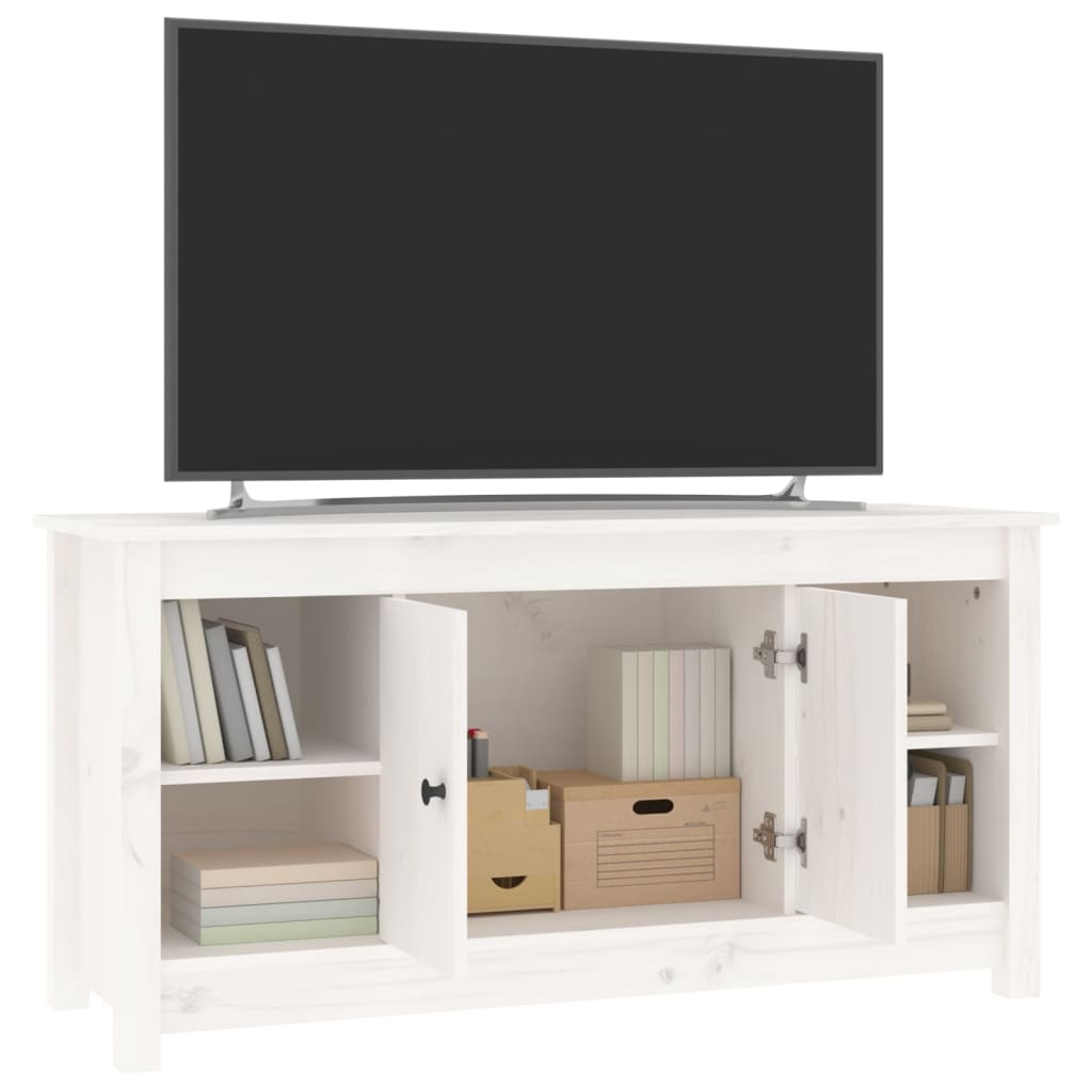 TV Cabinet White 103x36,5x52 cm Solid Wood Pine