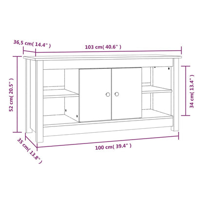 TV Cabinet White 103x36,5x52 cm Solid Wood Pine