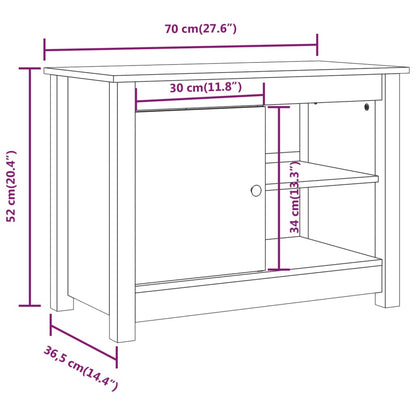 TV Cabinet Grey 70x36.5x52 cm Solid Wood Pine