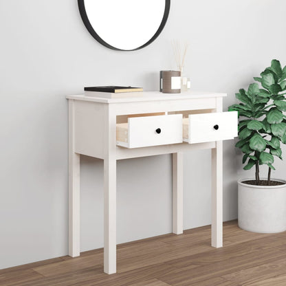 Console Table White 70x35x75 cm Solid Wood Pine