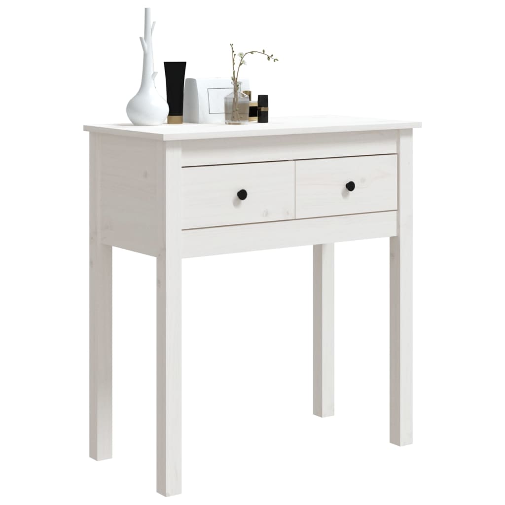 Console Table White 70x35x75 cm Solid Wood Pine