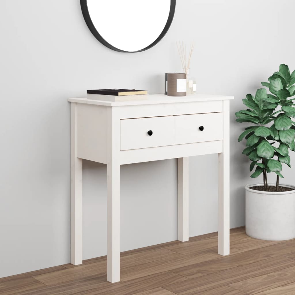 Console Table White 70x35x75 cm Solid Wood Pine