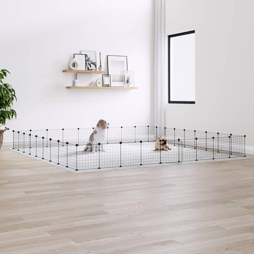 36-Panel Pet Cage with Door Black 35x35 cm Steel