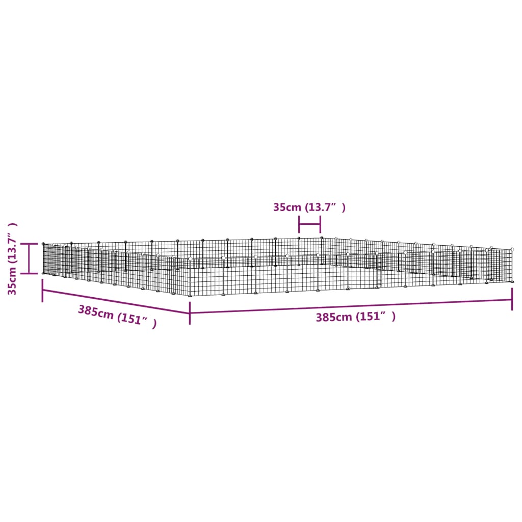 44-Panel Pet Cage with Door Black 35x35 cm Steel