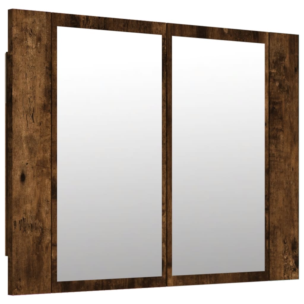 LED Mirror Cabinet Smoked Oak 60x12x45 cm Engineered Wood