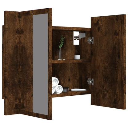 LED Mirror Cabinet Smoked Oak 60x12x45 cm Engineered Wood