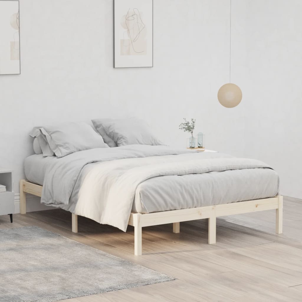 Bed Frame without Mattress 137x190 cm Solid Wood Pine Full