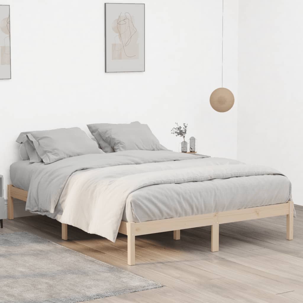 Bed Frame without Mattress 152x203 cm Solid Wood Pine Queen