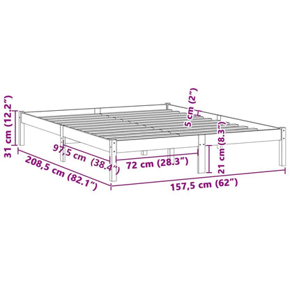 Bed Frame without Mattress 193x203 cm Solid Wood Pine King