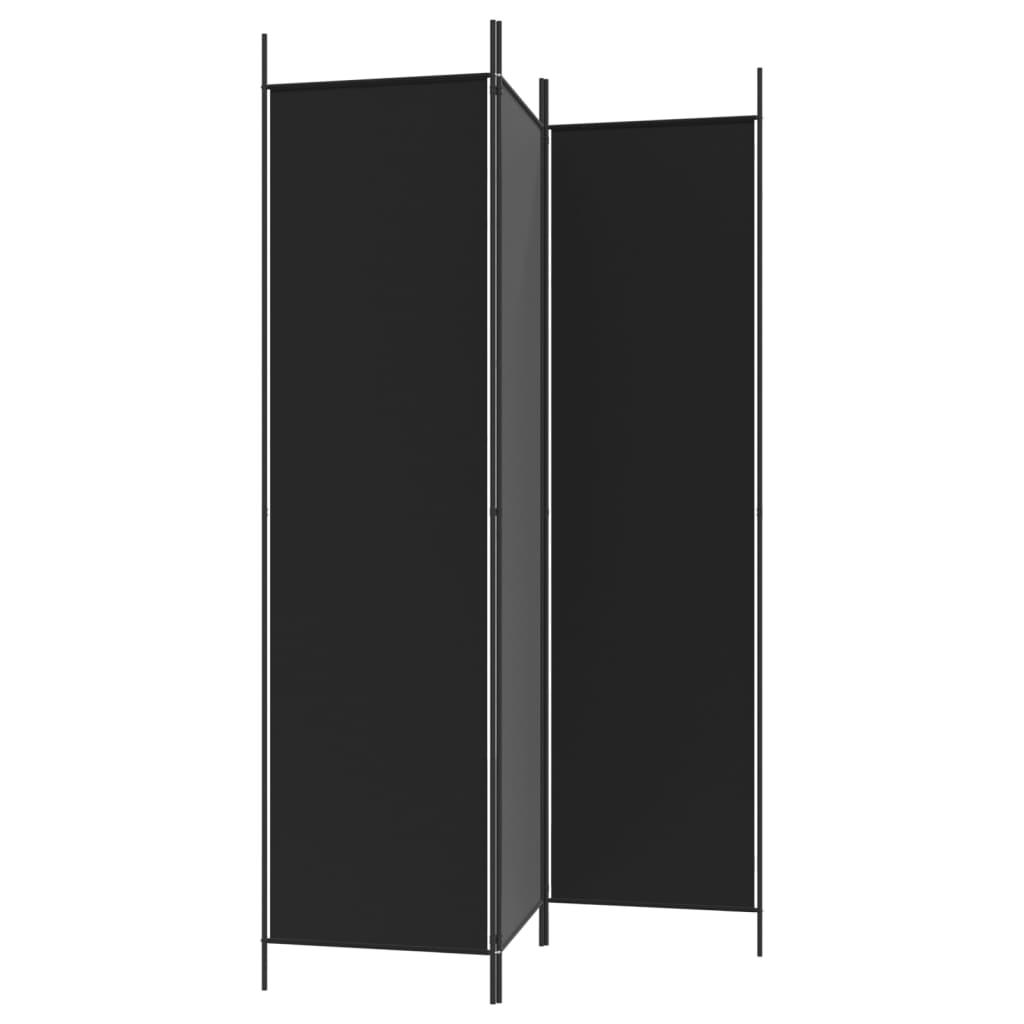 3-Panel Room Divider Black 150x200 cm Fabric