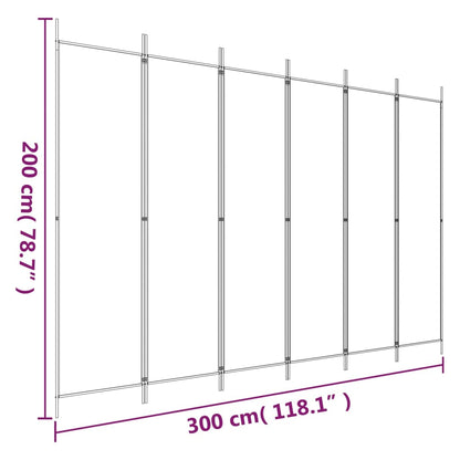 6-Panel Room Divider Brown 300x200 cm Fabric