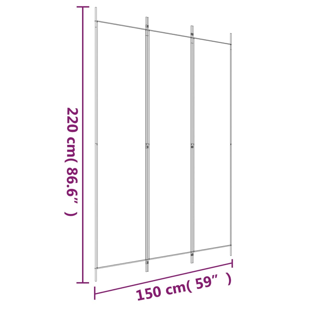 3-Panel Room Divider Anthracite 150x220 cm Fabric