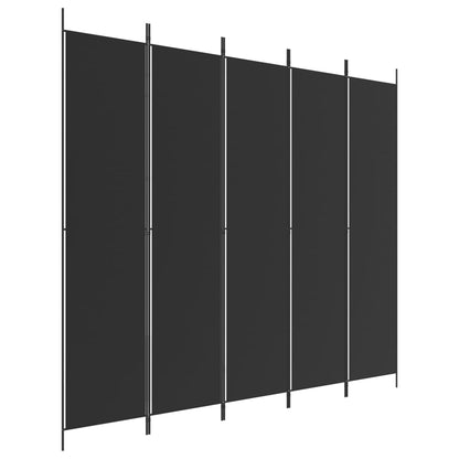 5-Panel Room Divider Black 250x220 cm Fabric