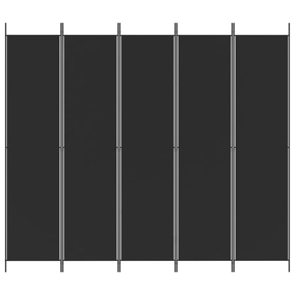 5-Panel Room Divider Black 250x220 cm Fabric